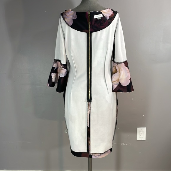 Calvin Klein size 10 bell sleeve floral stretchy sheath dress - Picture 13 of 17